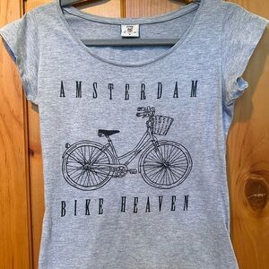 Fox Gray Tee with Bicycle Graphic